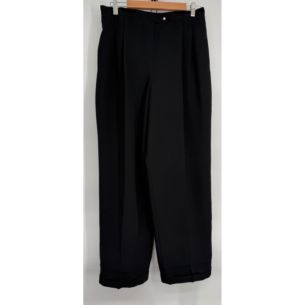 Mark Fore & Strike Black Wide Leg Pleated Cuffed Dress Pants Womens Sz 14